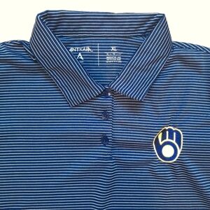Antigua Milwaukee Brewers Women's Navy Blue Skills Short Sleeve Polo -Size  XL